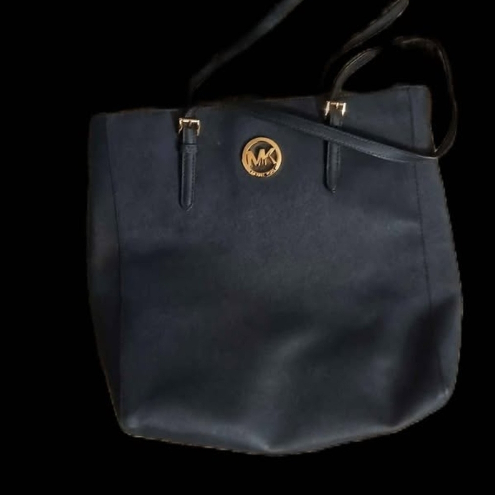 Michael Kors Dark Blue Shoulder Bag with Gold Accents